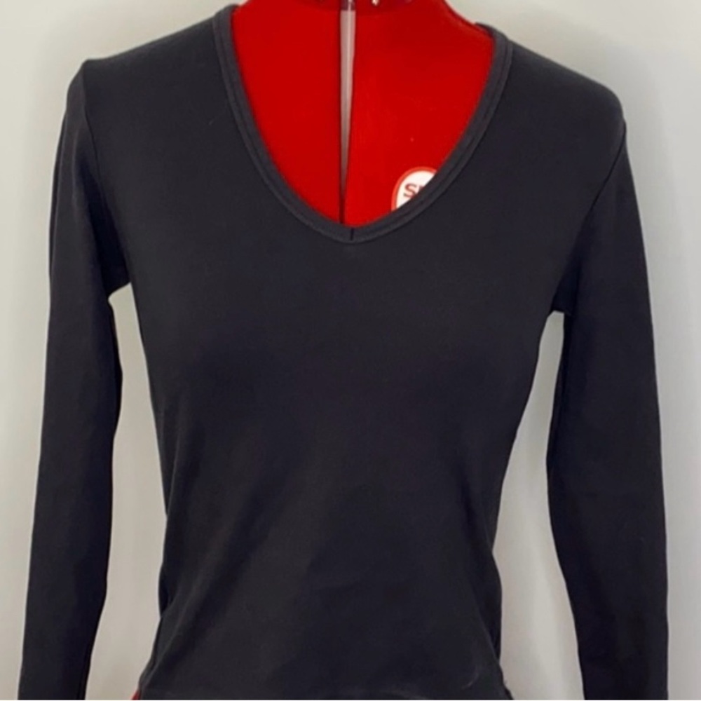 Express | Black / Dark Gray Medium V-Neck Long Sleeve Cotton Shirt